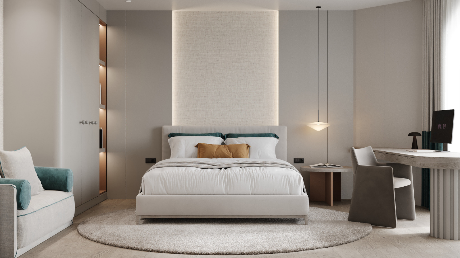 Custom bedroom furniture set by NEXTOP in a luxury villa bedroom